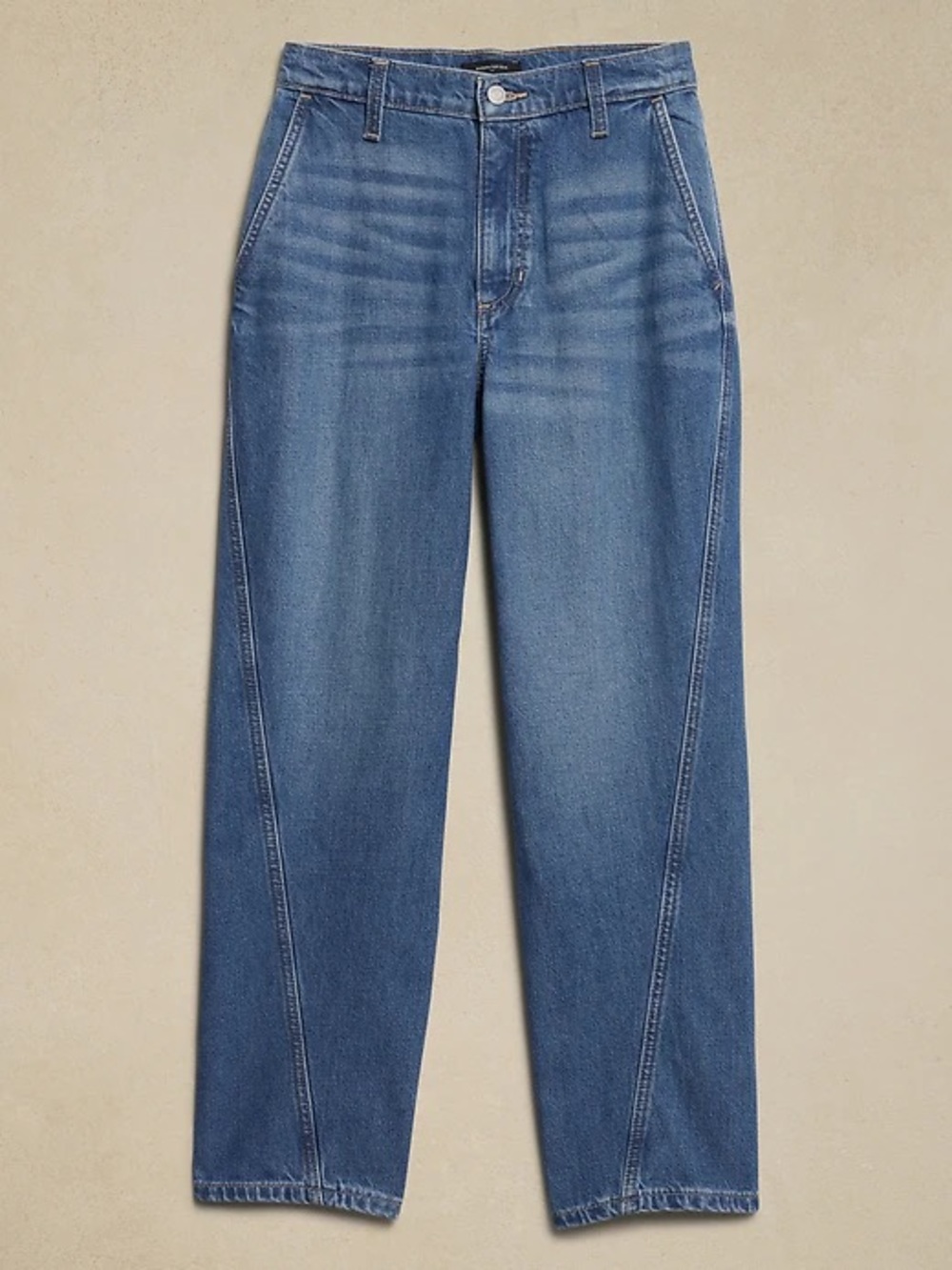 Banana Republic Factory Luxe High-Rise Barrel Jeans Sz 29 / 8 Medium Wash NWT
